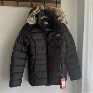 NWT womens the north face gotham 2 jacket in black with removable faux fur ho…